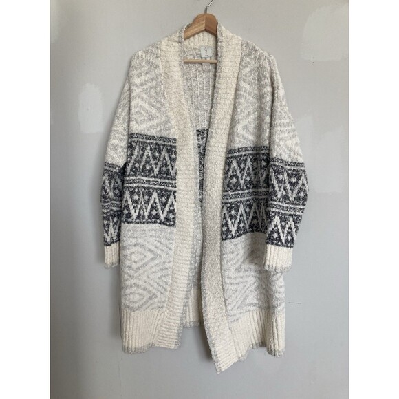 Joie Open Front Knit Cardigan LARGE Long Line Ivory Boho - Picture 1 of 8